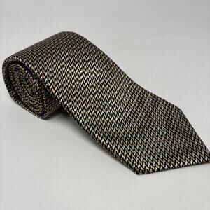 Ermenegildo Zegna Gold Silver Patterned 60"x3" Silk Tie